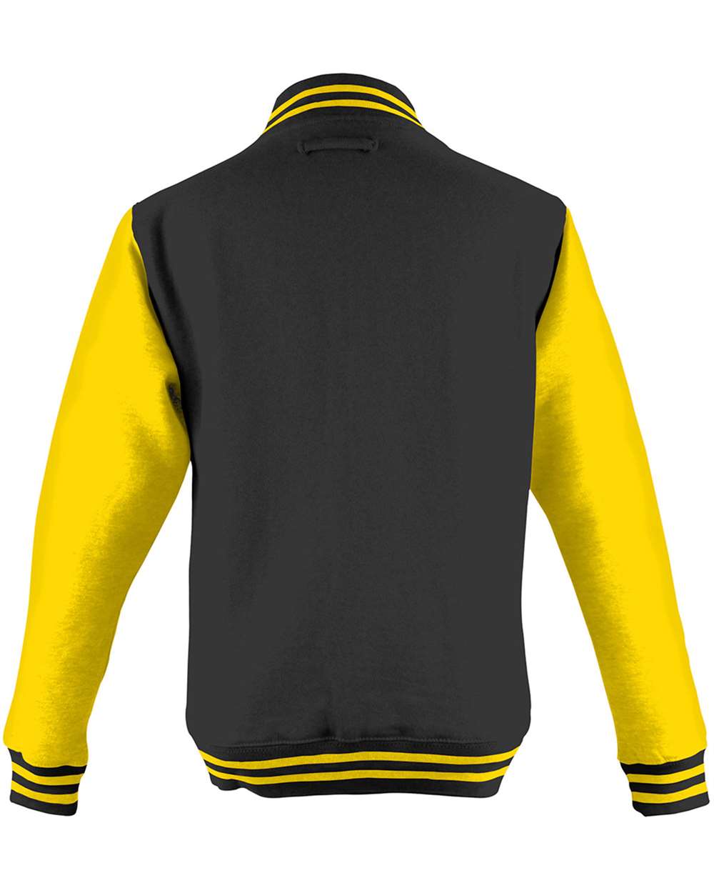 Unisex Letterman Jacket - Back - B10201543 - Jet Black/ Sun Yellow