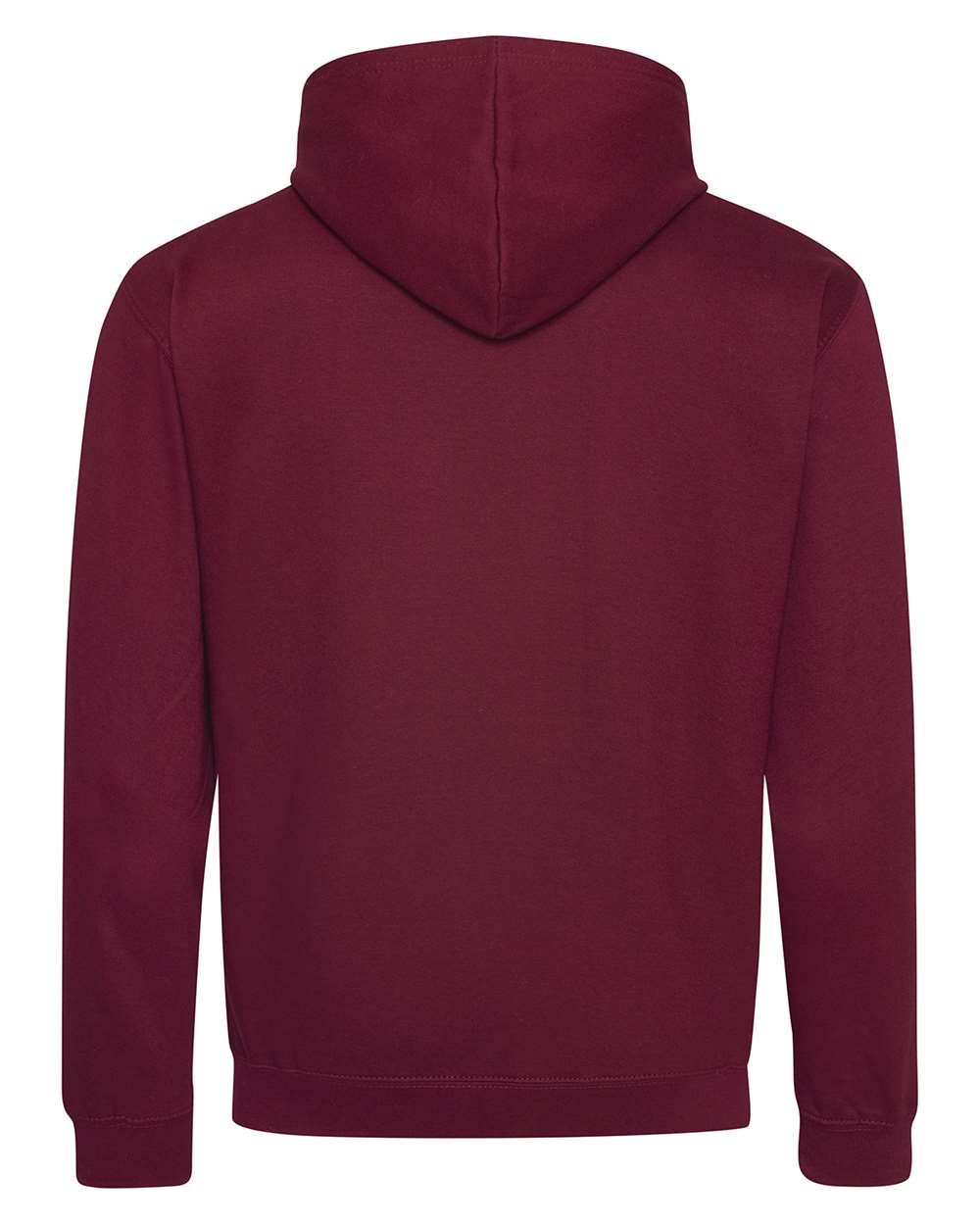 Unisex Midweight Varsity Contrast Hooded Sweatshirt - Back - B32701533 - Burgundy/ Charcoal
