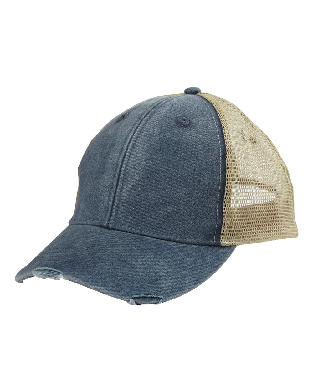 Ollie Distressed Cap - Front - B10678650 - Navy/ Tan