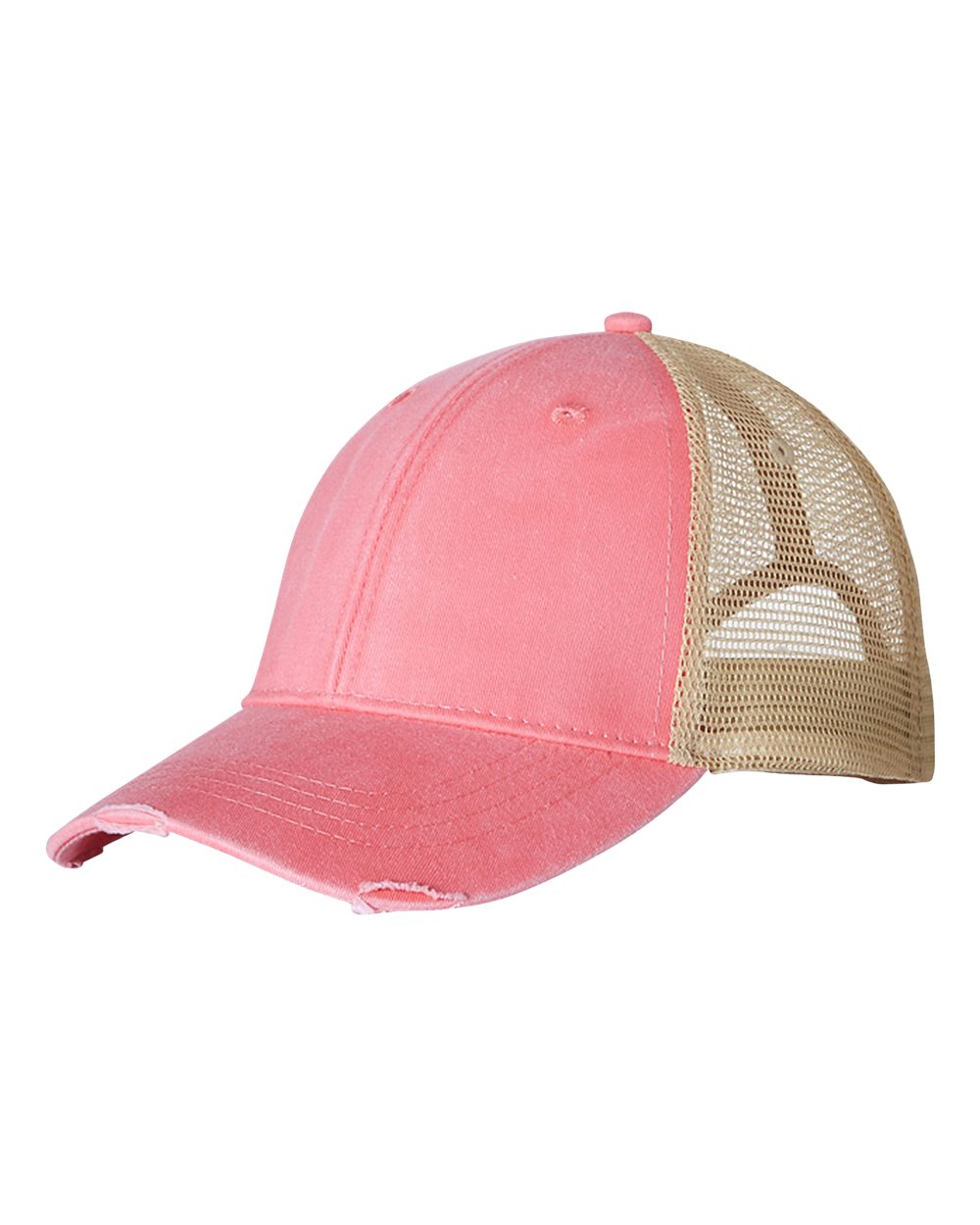 Ollie Distressed Cap - Front - B10678660 - Coral/ Tan