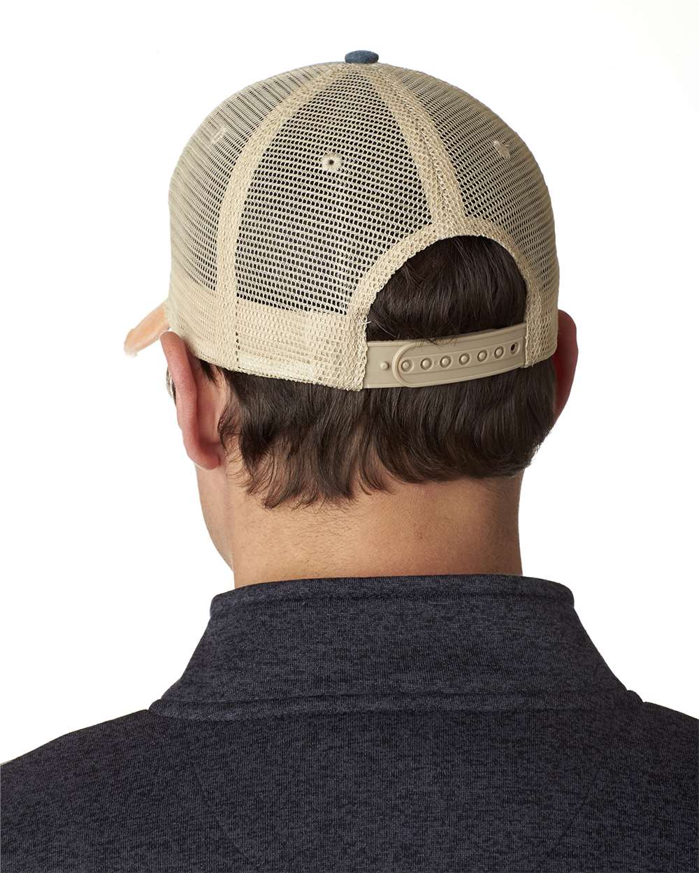 Ollie Distressed Cap - OnModelBack - B10678960 - Navy/ Tangerine/ Tan