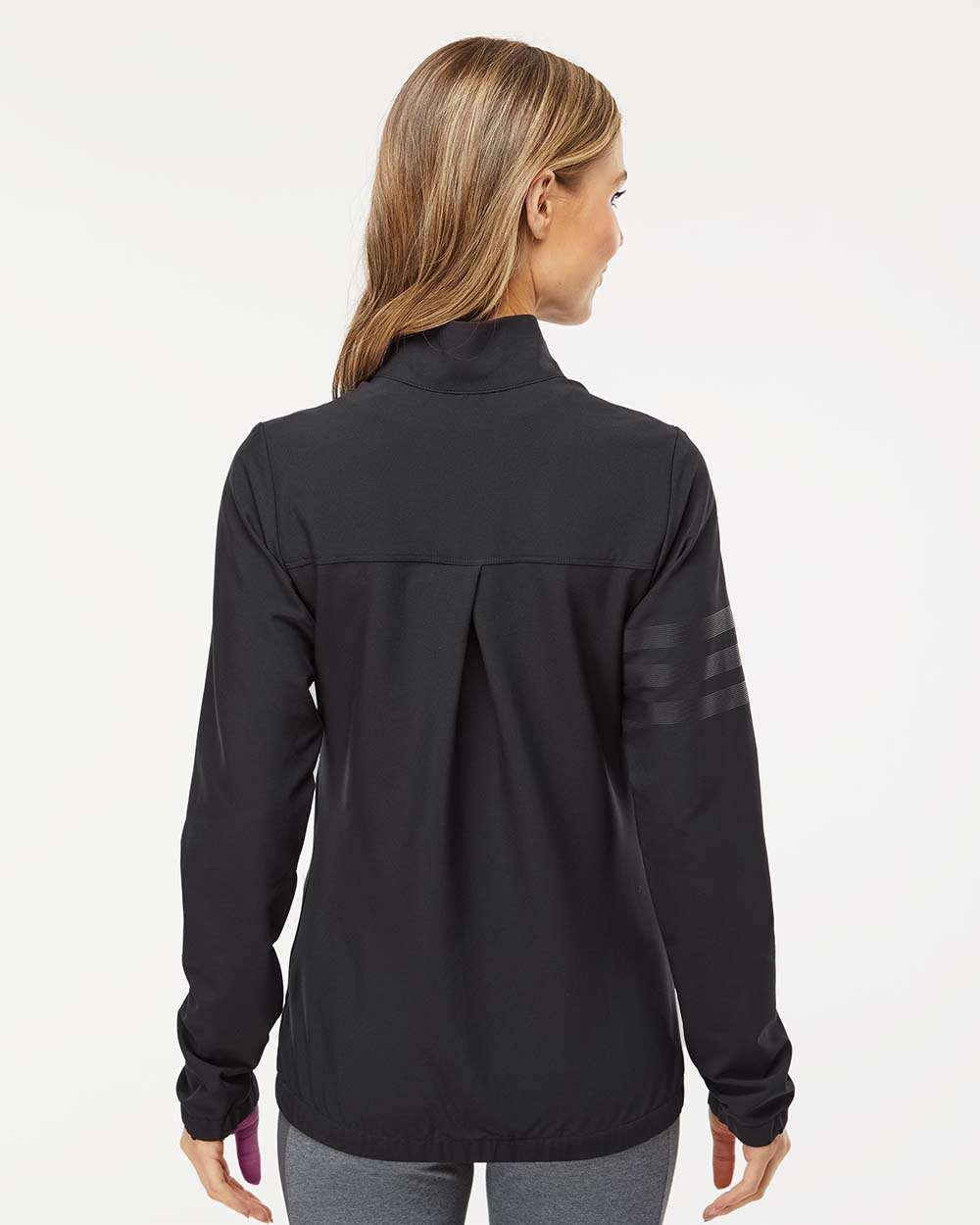 Women's 3-Stripes Full-Zip Jacket - OnModelBack - B05453502 - Black/ Black