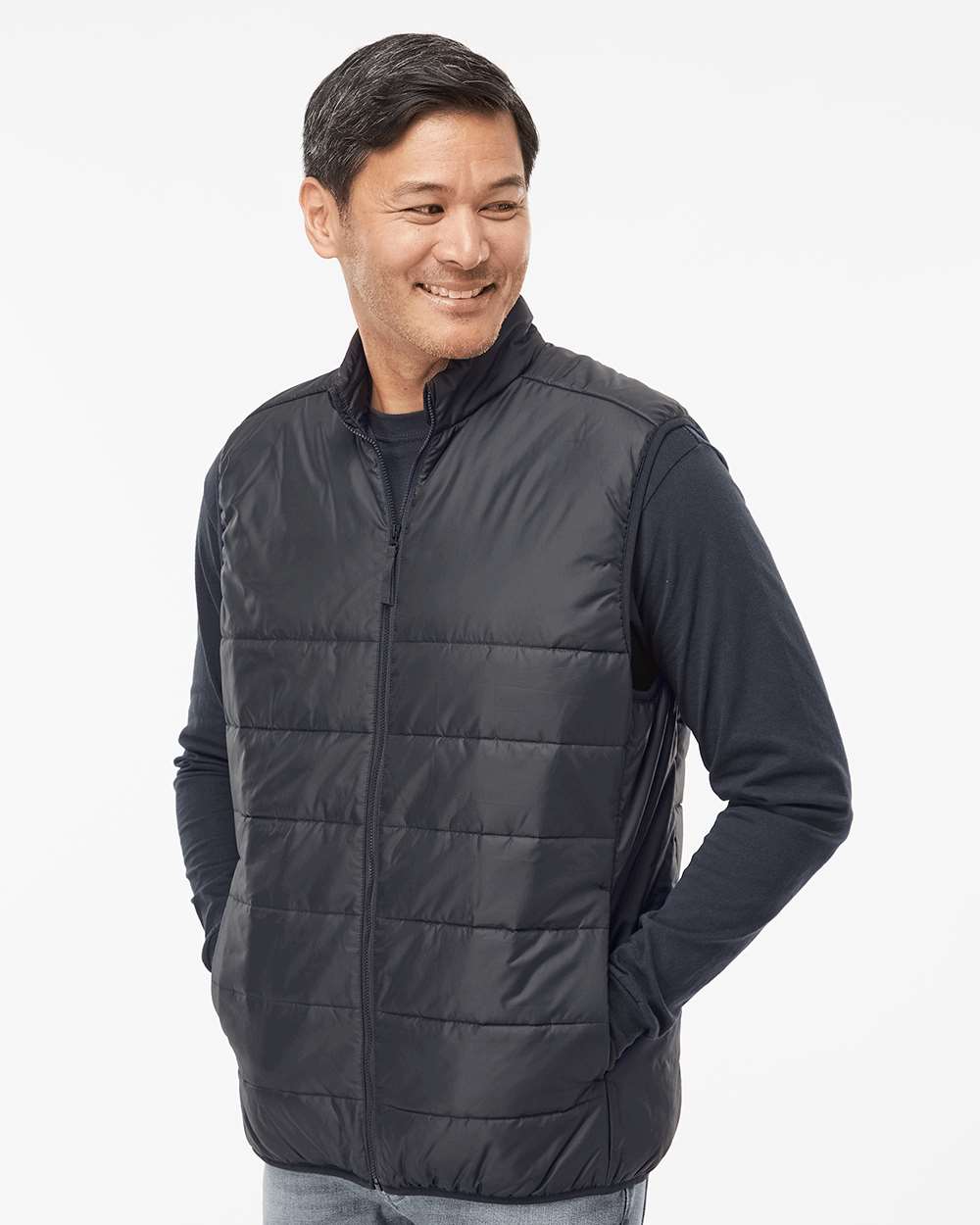 Men's Puffer Vest - OnModelSide - B07653503 - Black