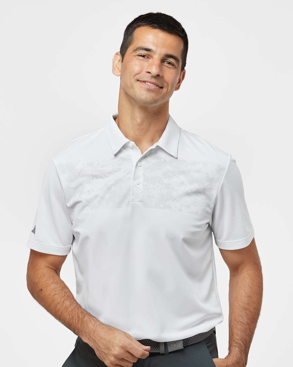 Men's Camo Chest Print Polo - OnModelFront - B08653003 - White