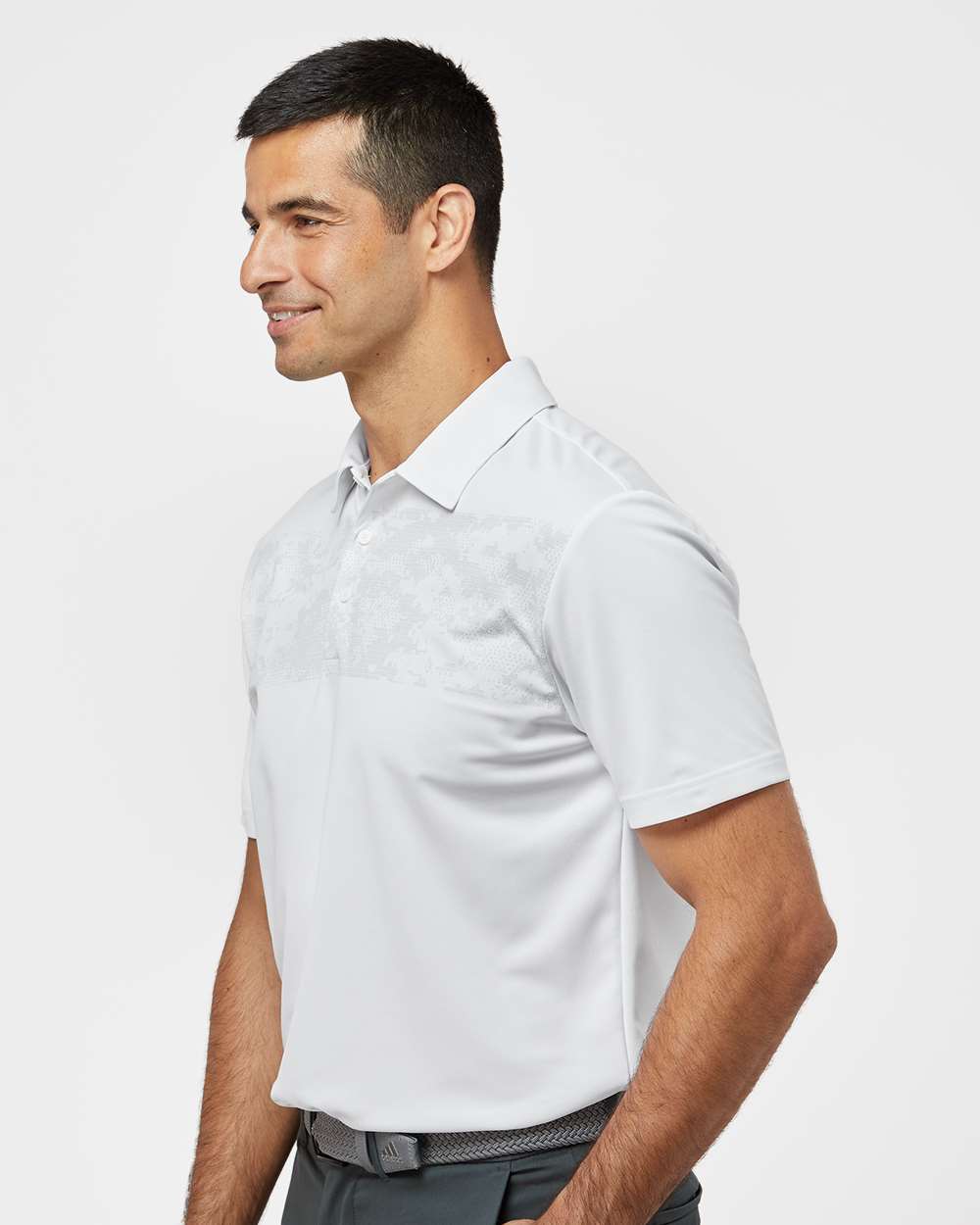 Men's Camo Chest Print Polo - OnModelSide - B08653003 - White