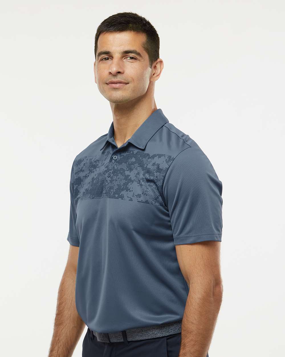 Men's Camo Chest Print Polo - OnModelSide - B08653653 - Tech Ink