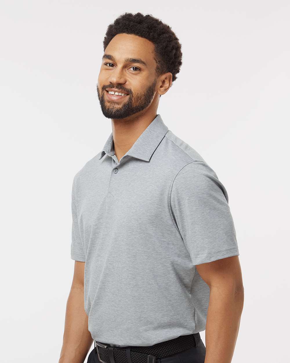 Men's Blend Polo - OnModelSide - B09153352 - Grey Three Melange
