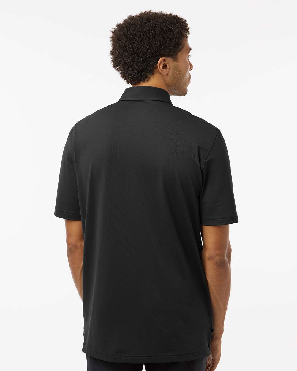 Men's Button Down Short Sleeve Shirt - OnModelBack - B55953503 - Black