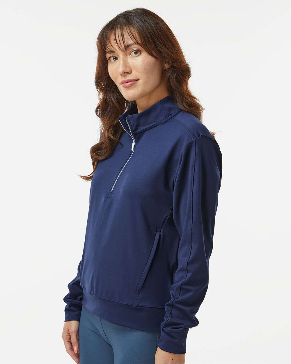 Women's Ultimate365 Quarter-Zip Pullover - OnModelSide - B56353652 - Collegiate Navy