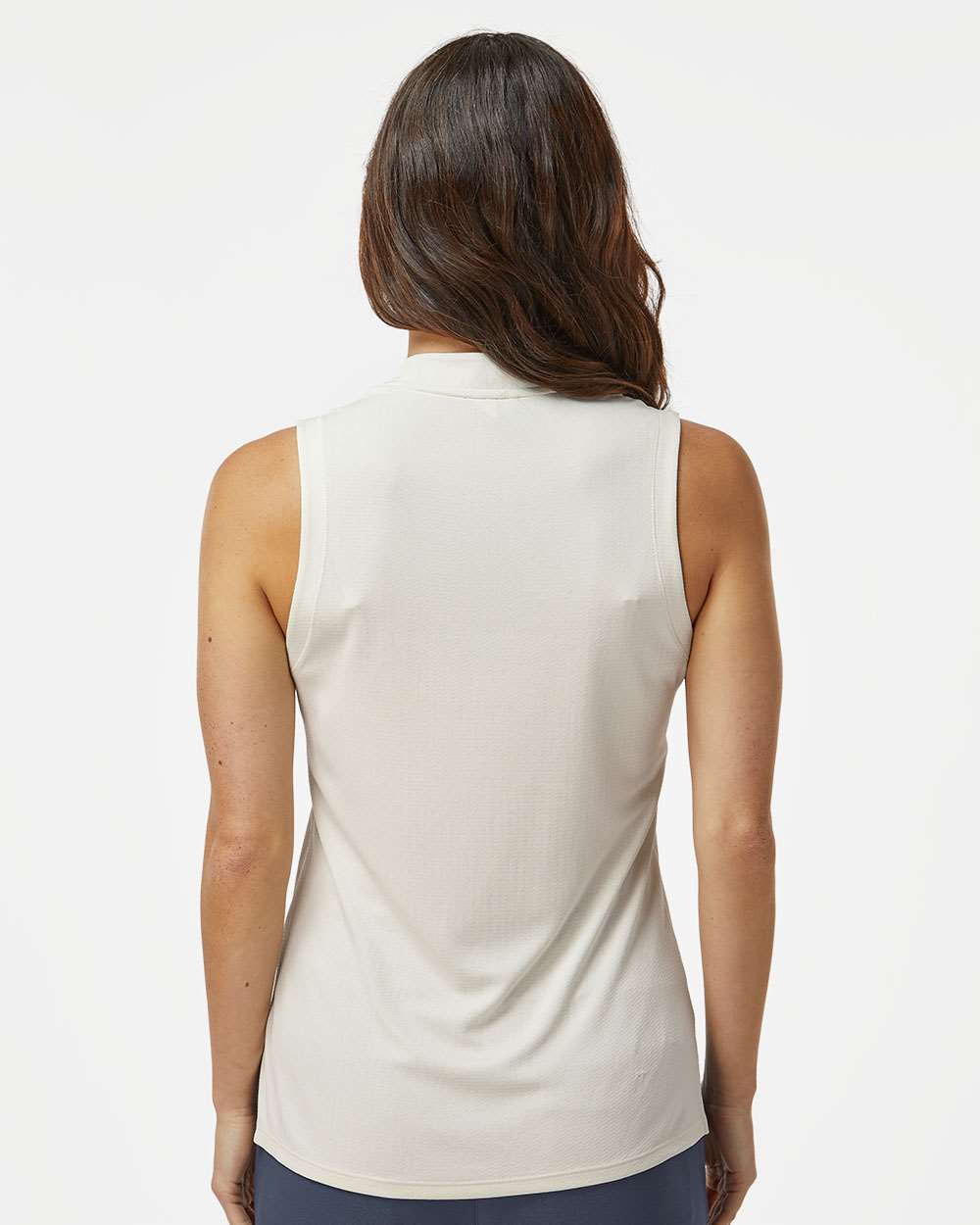 Women's Ultimate365 Textured Sleeveless Shirt - OnModelBack - B56453242 - Ivory