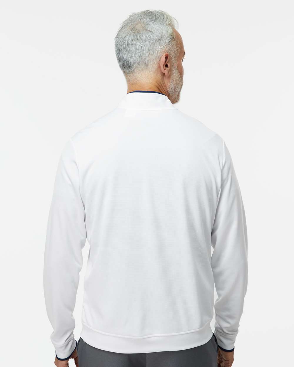 Men's Lightweight Quarter-Zip Pullover - OnModelBack - B56553003 - White/ Navy