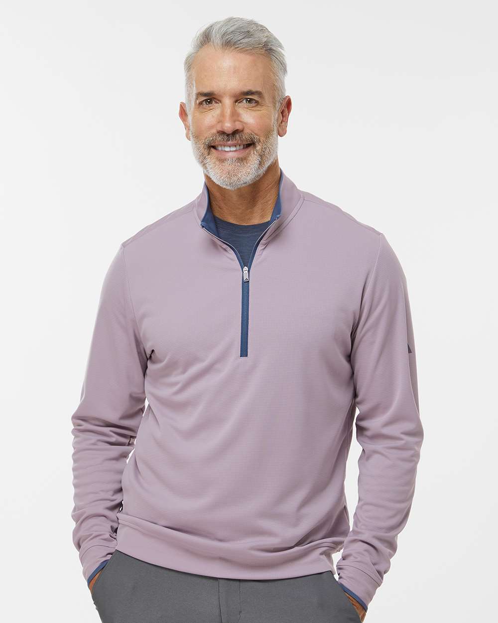 Men's Lightweight Quarter-Zip Pullover - OnModelFront - B56553273 - Preloved Fig/ Preloved Ink