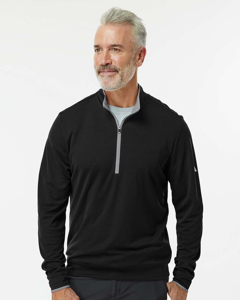 Men's Lightweight Quarter-Zip Pullover - OnModelFront - B56553503 - Black/ Grey Three