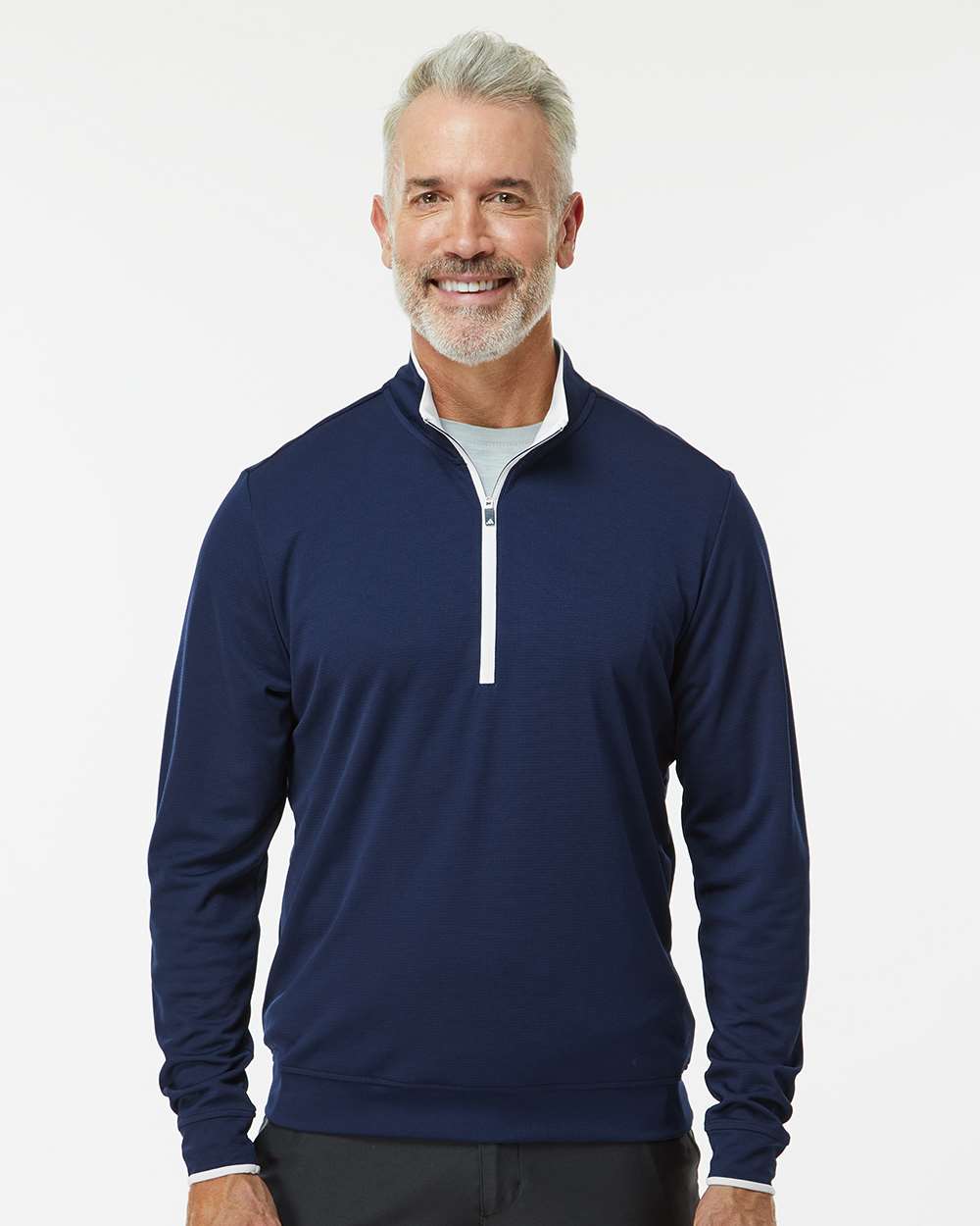 Men's Lightweight Quarter-Zip Pullover - OnModelFront - B56553653 - Collegiate Navy/ White