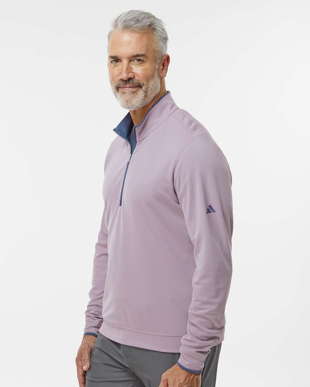 Men's Lightweight Quarter-Zip Pullover - OnModelSide - B56553273 - Preloved Fig/ Preloved Ink