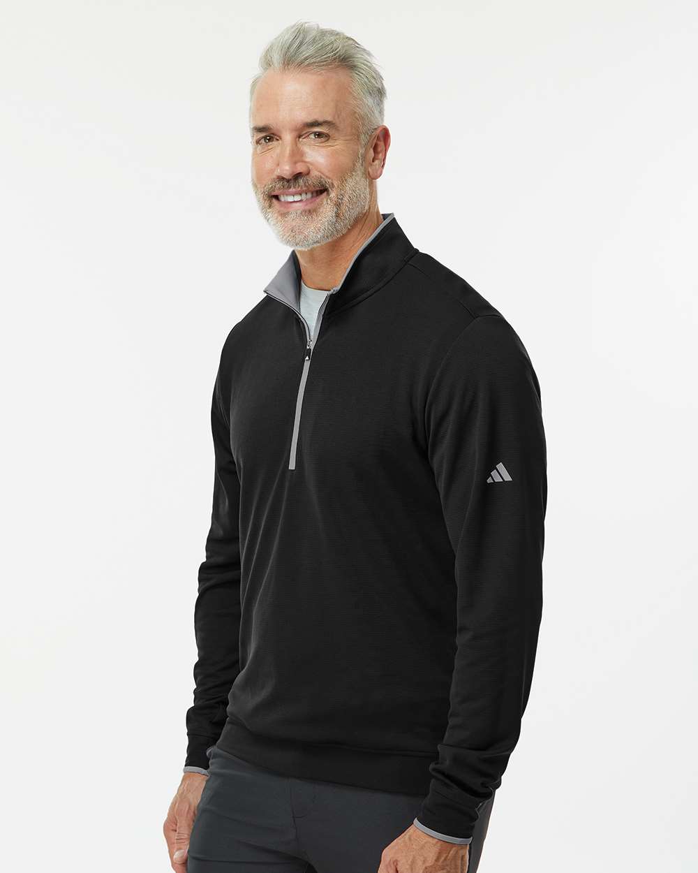 Men's Lightweight Quarter-Zip Pullover - OnModelSide - B56553503 - Black/ Grey Three