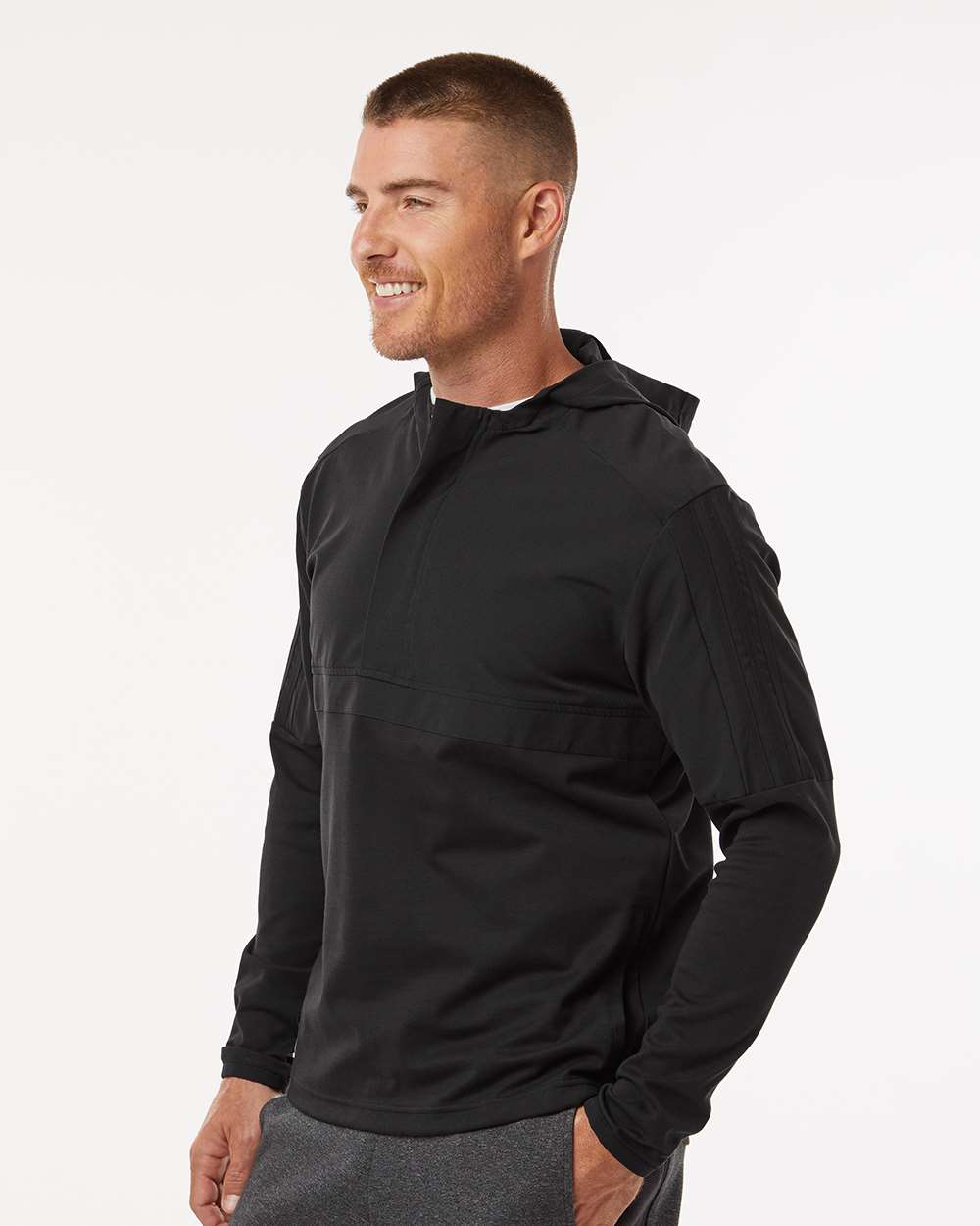 Men's Hooded Anorak - OnModelSide - B10053502 - Black