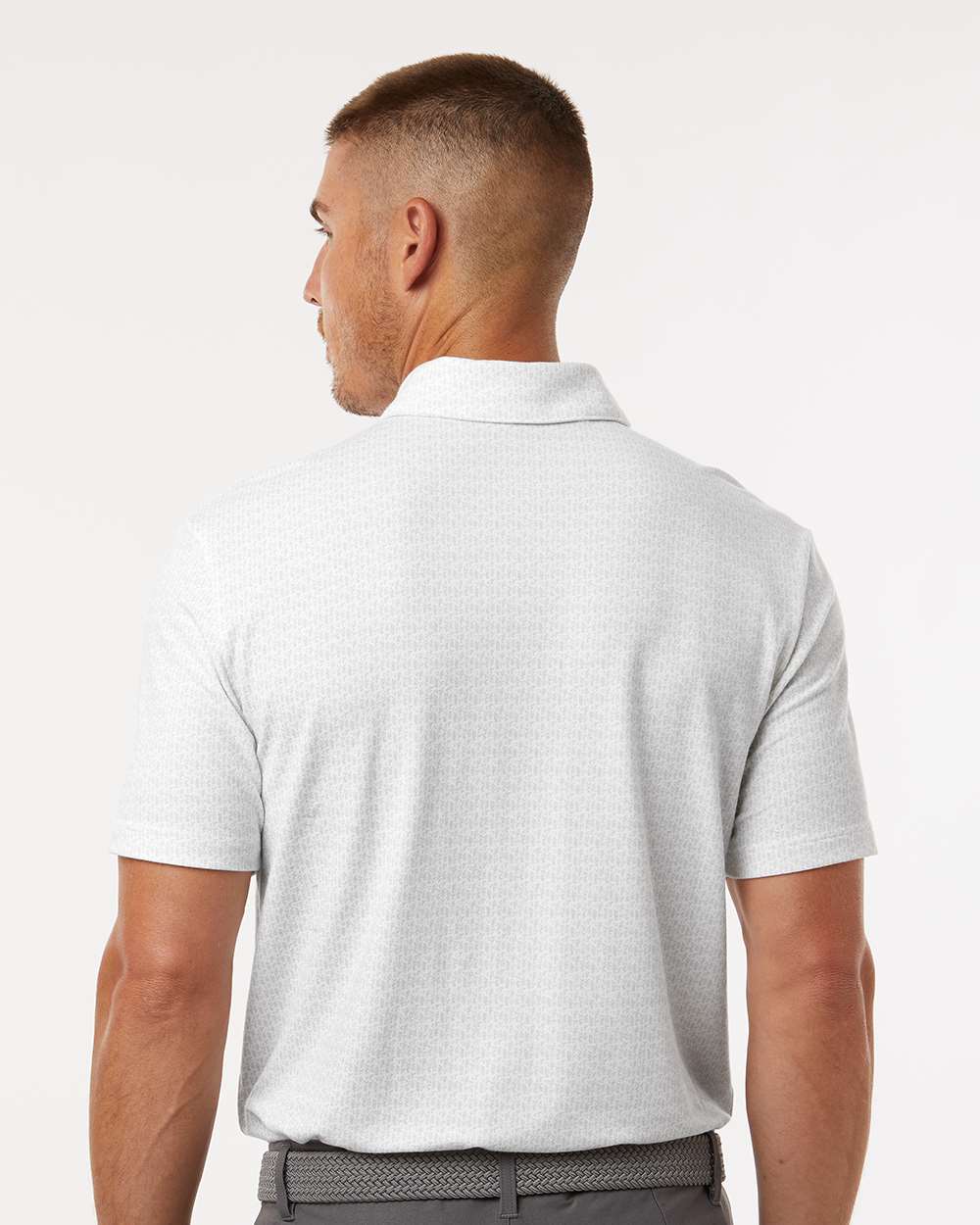 Men's Printed Blend Polo - OnModelBack - B10353003 - White