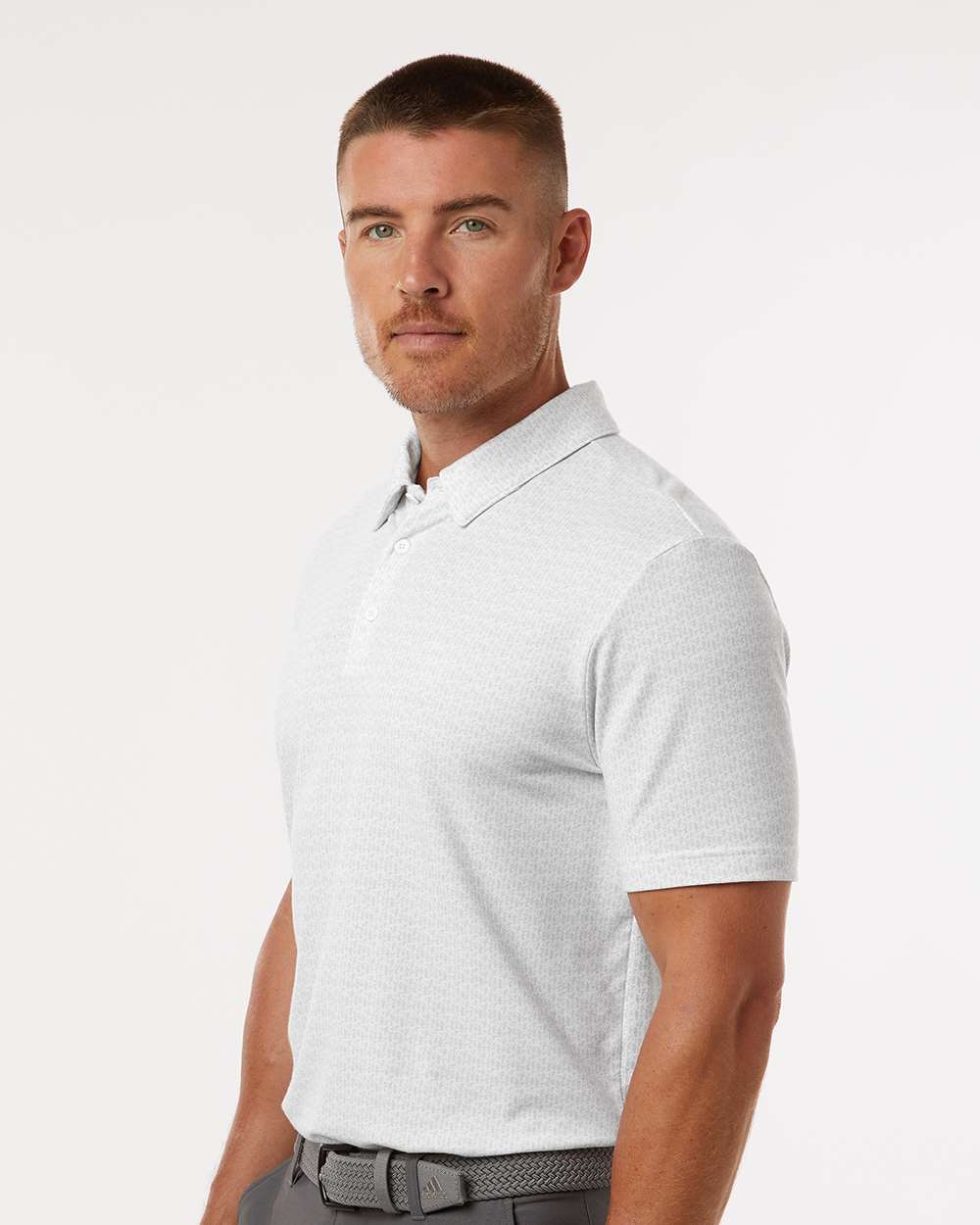 Men's Printed Blend Polo - OnModelSide - B10353003 - White