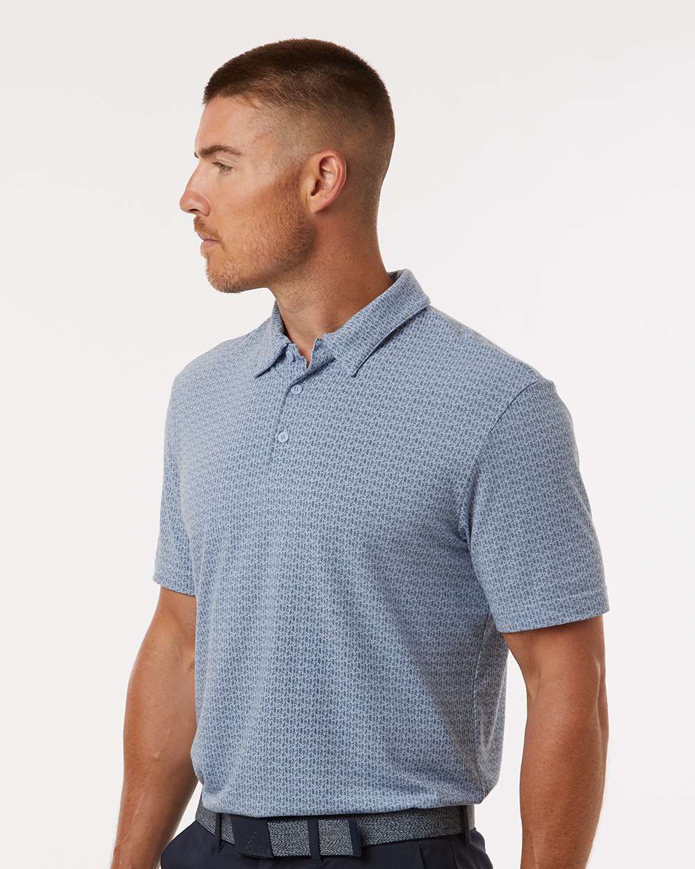 Men's Printed Blend Polo - OnModelSide - B10353253 - Blue Dawn Melange
