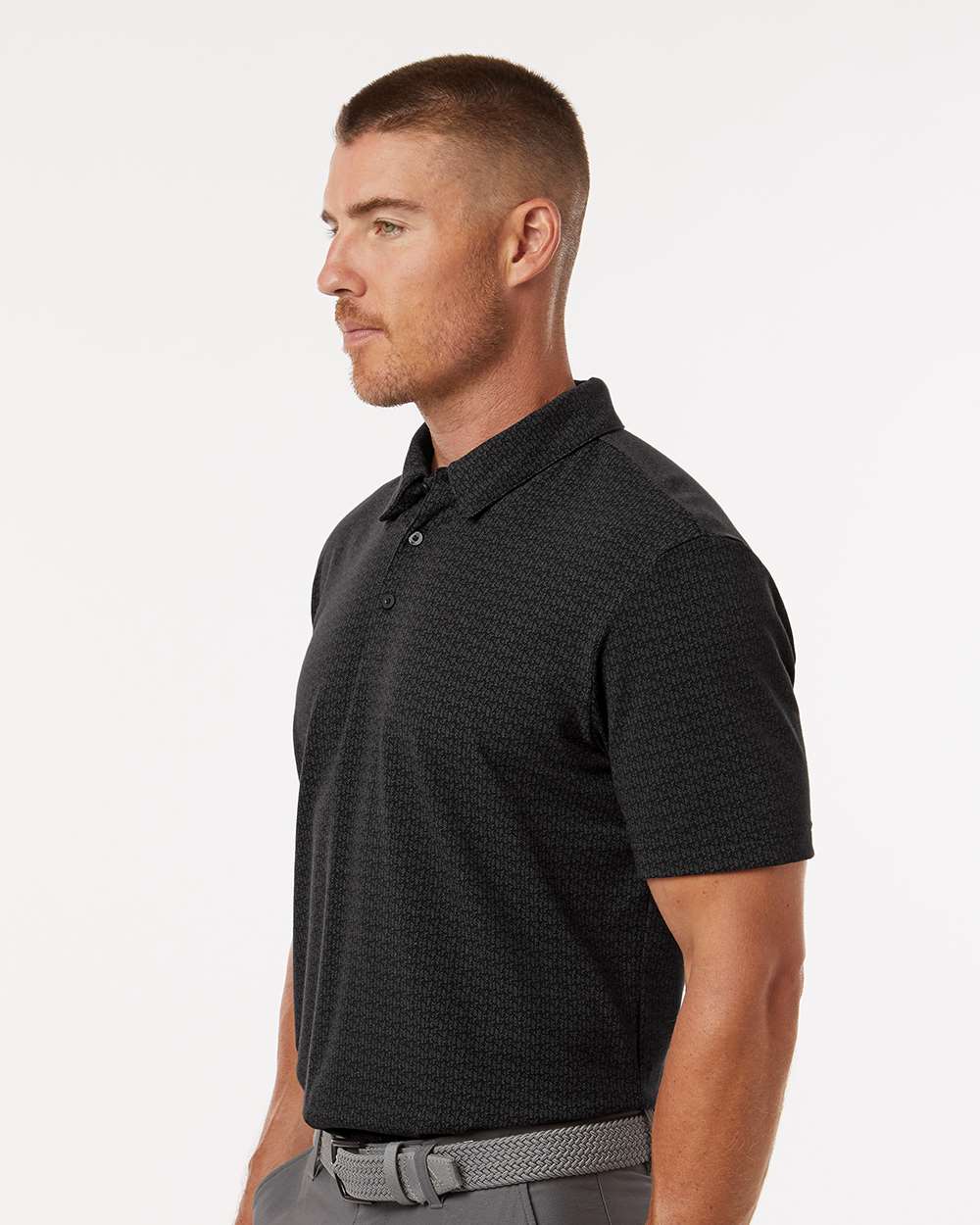 Men's Printed Blend Polo - OnModelSide - B10353503 - Black