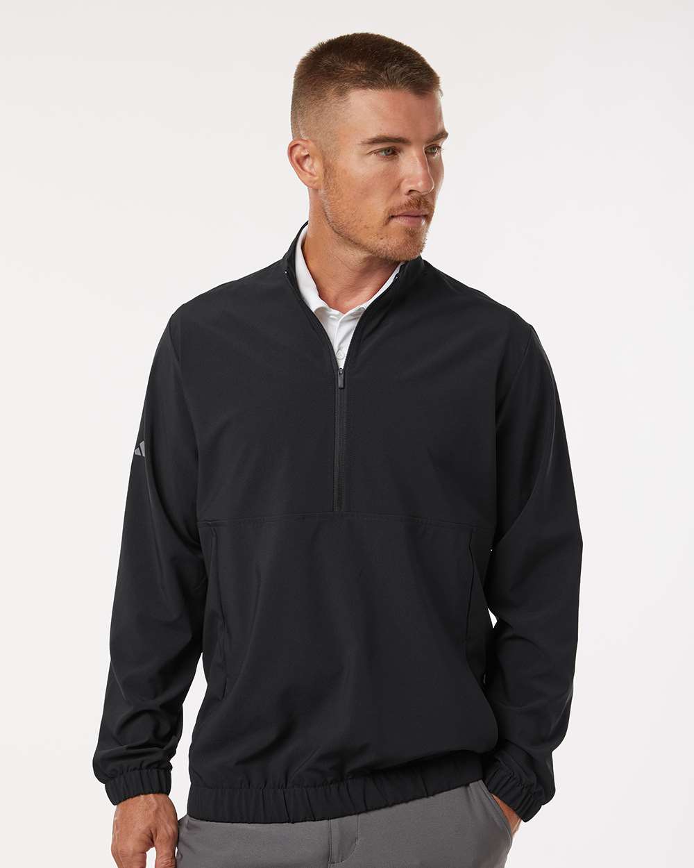 Men's Woven Half-Zip Pullover - OnModelFront - B11153502 - Black