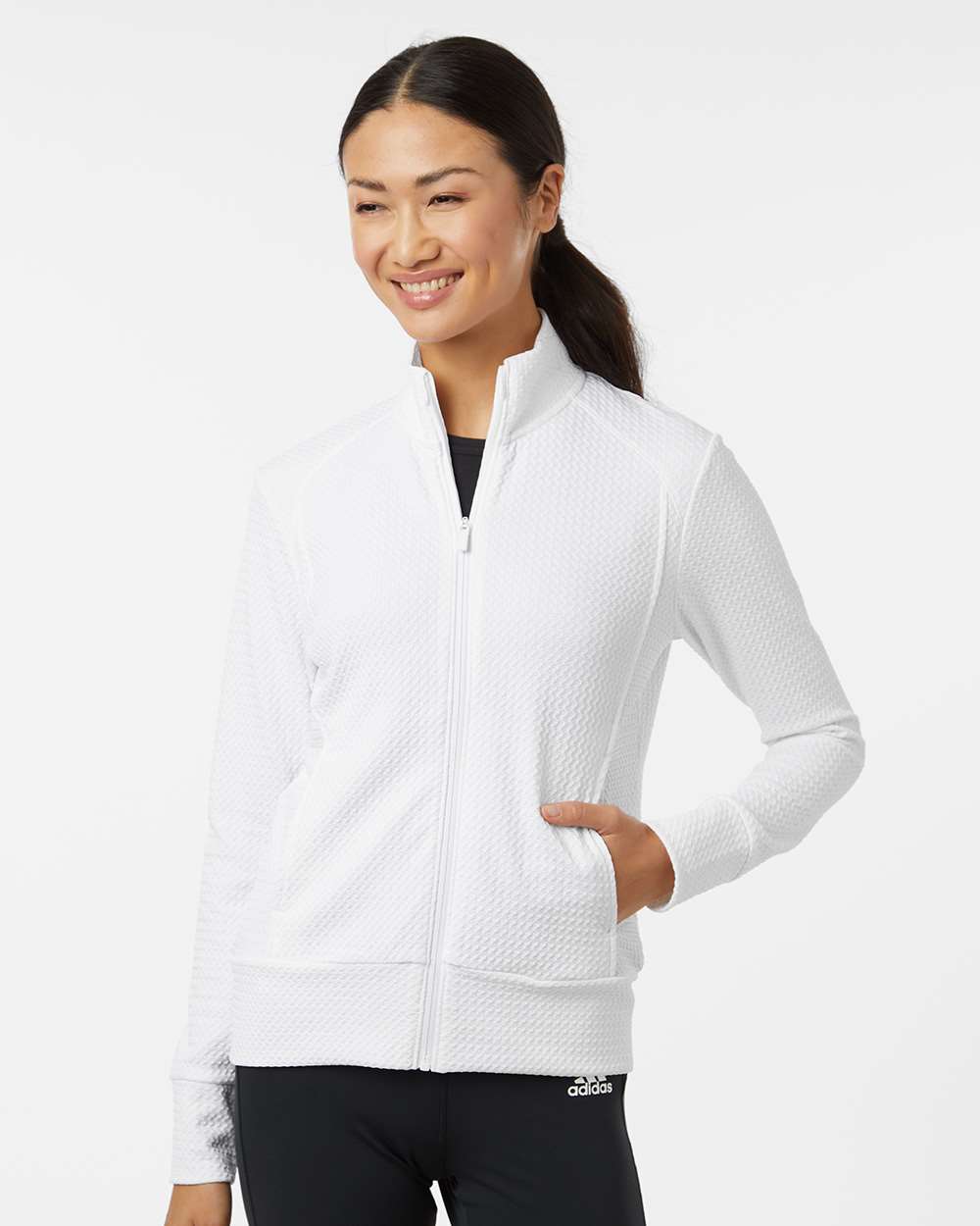 Women's Ultimate365 Textured Full-Zip Jacket - OnModelFront - B11753002 - White
