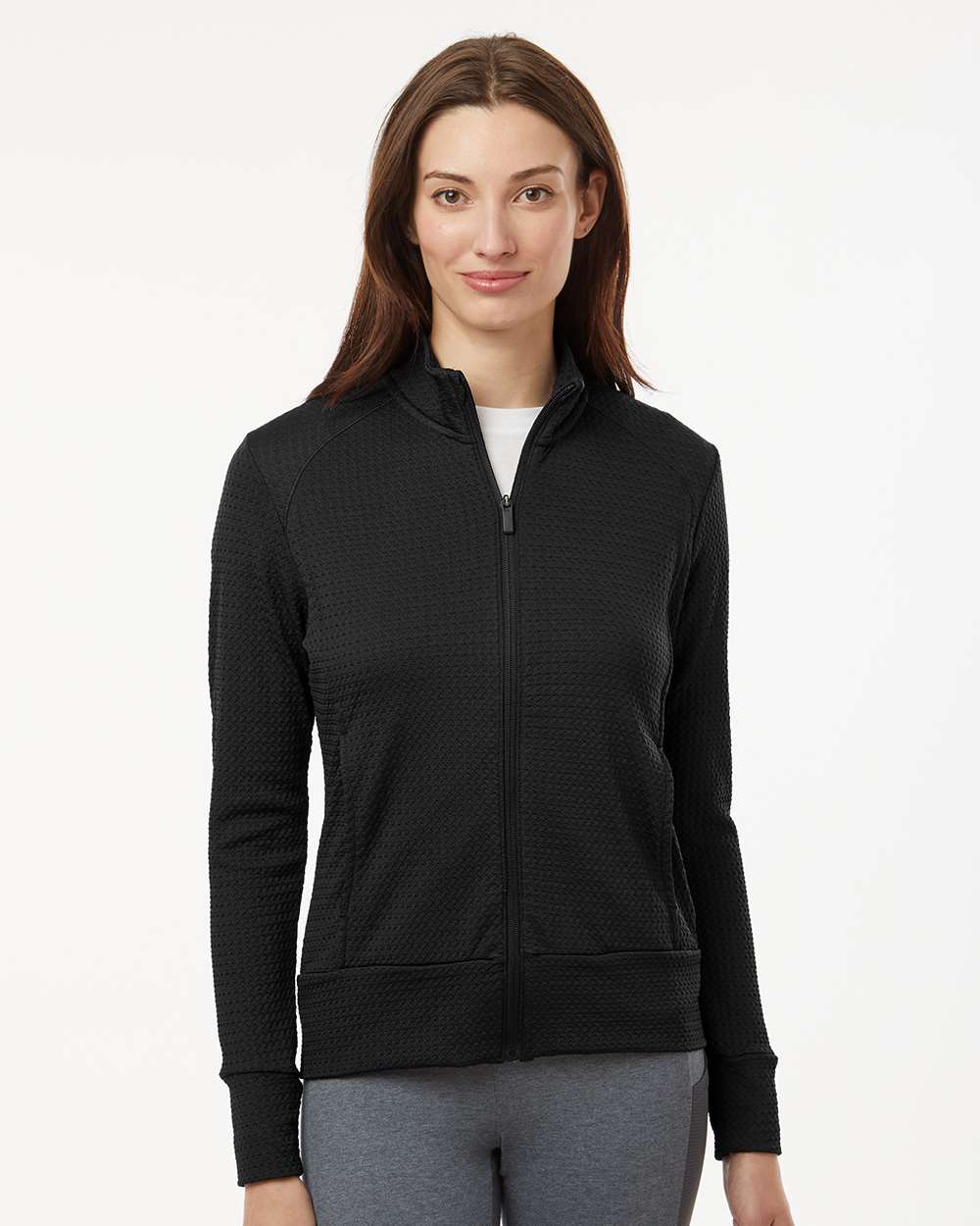 Women's Ultimate365 Textured Full-Zip Jacket - OnModelFront - B11753502 - Black