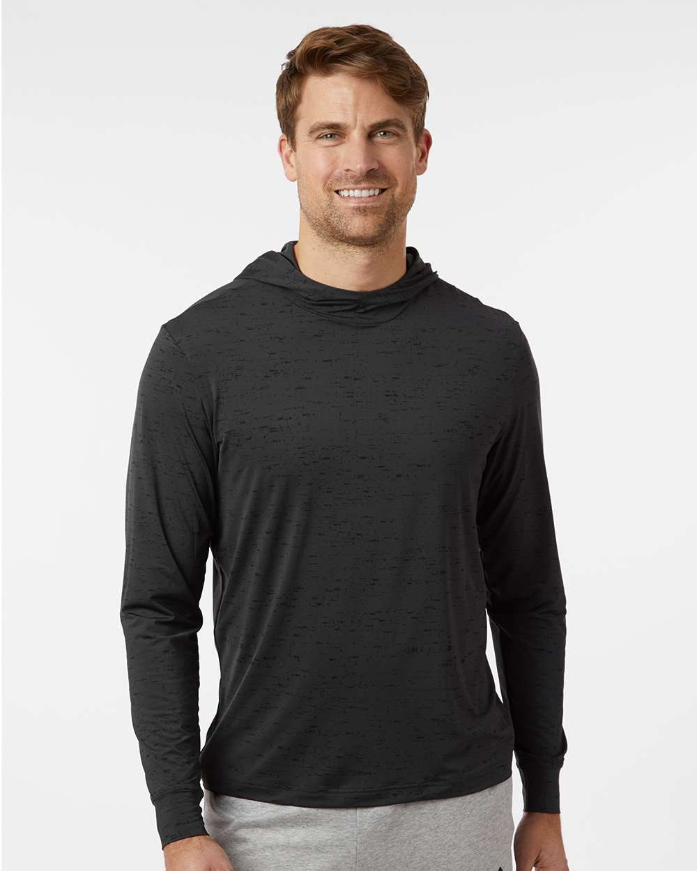 Men's Core Lightweight Hooded T-Shirt - OnModelFront - B12353503 - Carbon Black