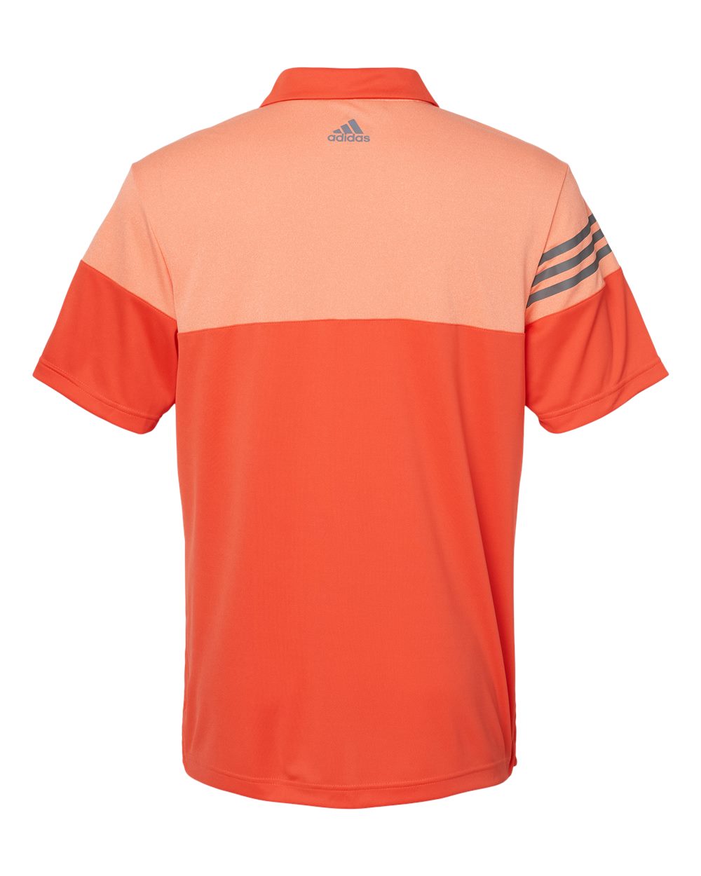 Men's Heathered 3-Stripes Colorblocked Polo - Back - B18353663 - Blaze Orange/ Vista Grey