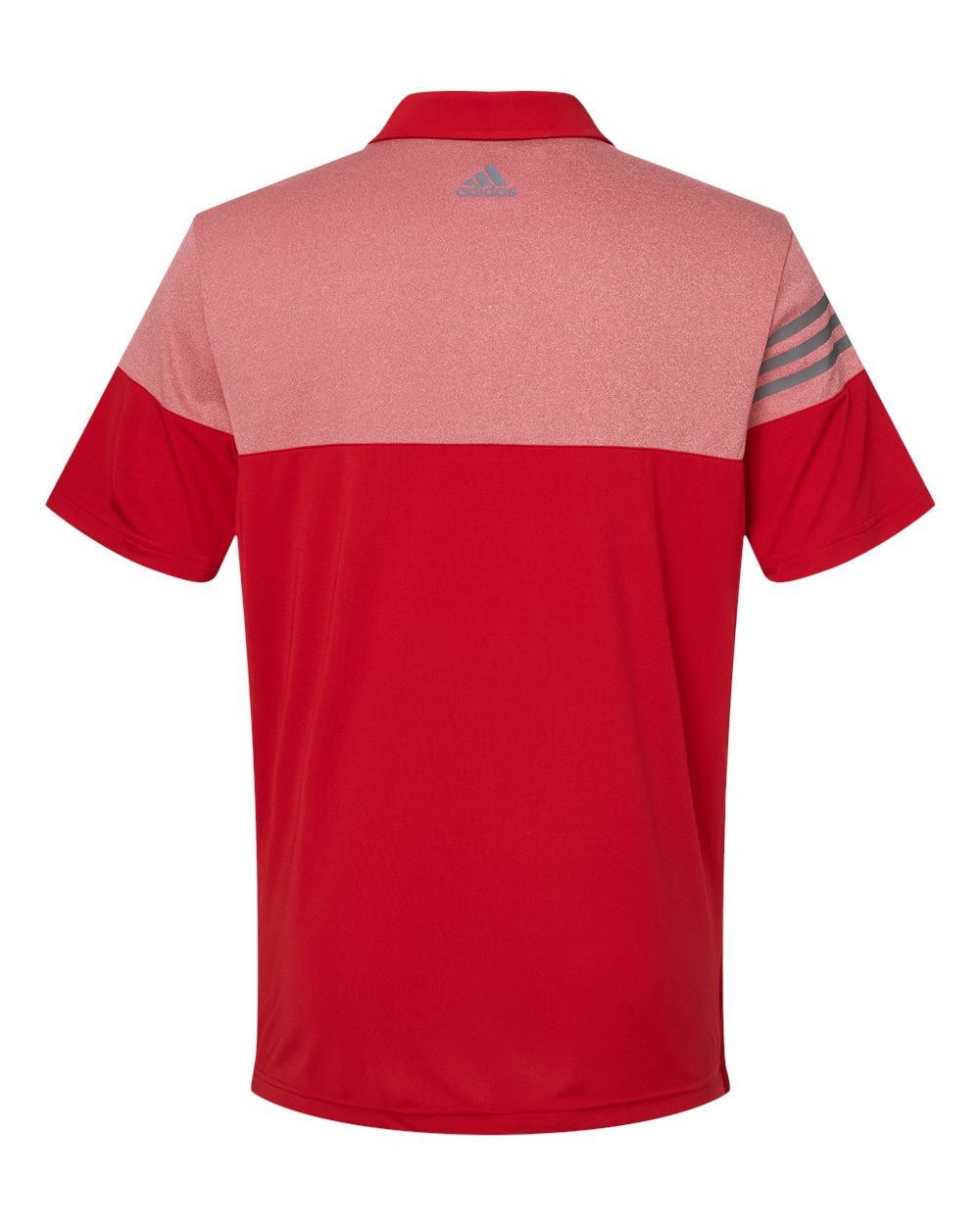 Men's Heathered 3-Stripes Colorblocked Polo - Back - B18353704 - Power Red