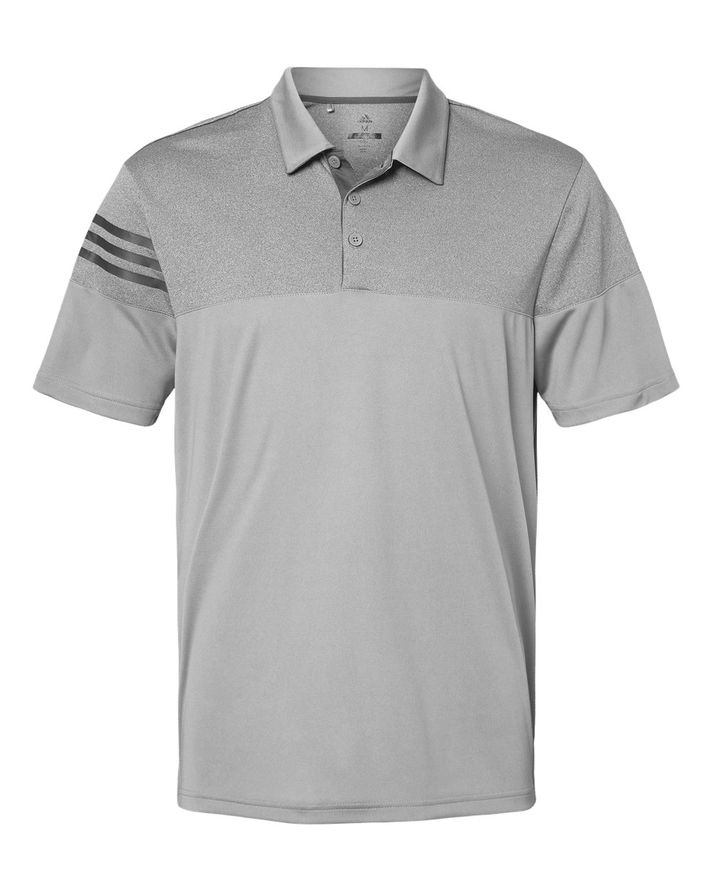Men's Heathered 3-Stripes Colorblocked Polo - Front - B18353353 - Grey Three