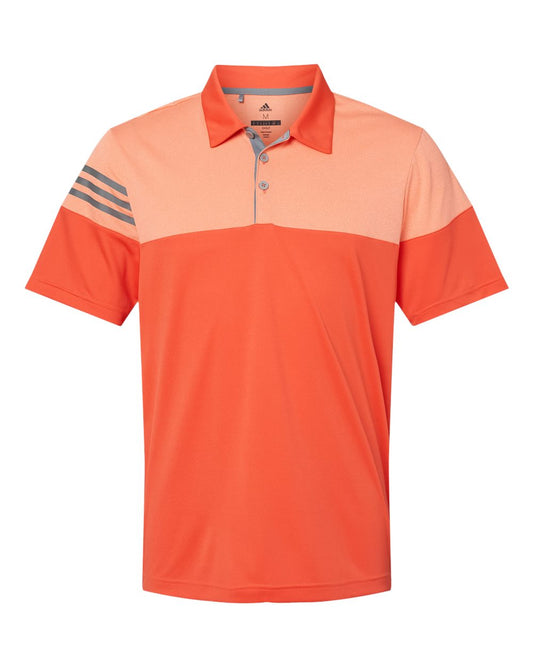 Men's Heathered 3-Stripes Colorblocked Polo - Front - B18353663 - Blaze Orange/ Vista Grey