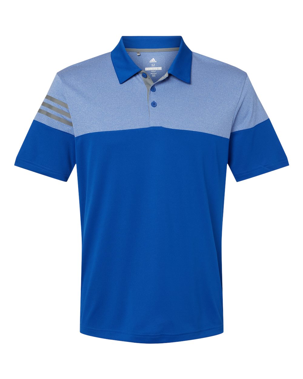 Men's Heathered 3-Stripes Colorblocked Polo - Front - B18353753 - Collegiate Royal