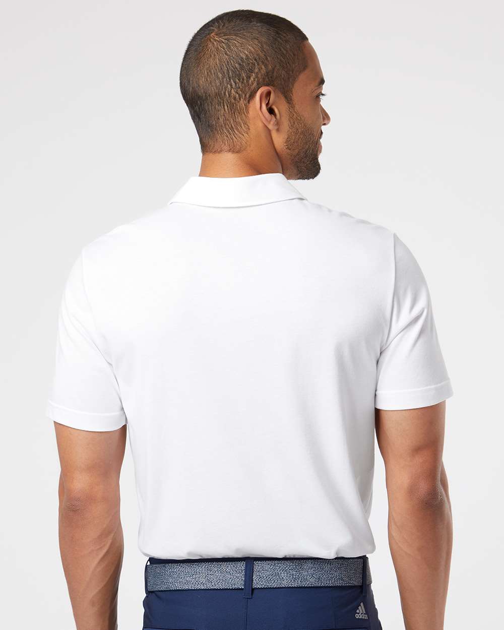 Men's Cotton Blend Polo - OnModelBack - B90953004 - White