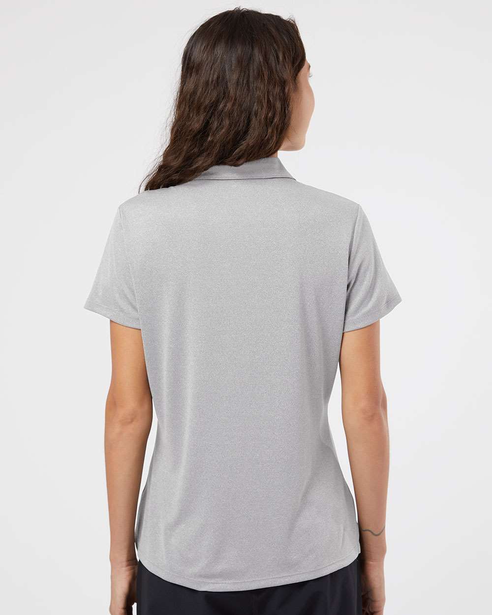 Women's Heathered Polo - OnModelBack - B80953354 - Mid Grey Heather