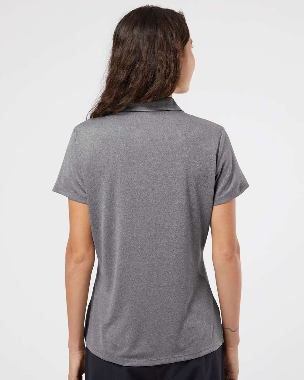 Women's Heathered Polo - OnModelBack - B80953503 - Black Heather