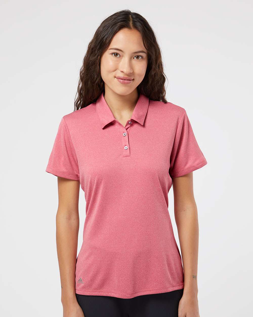 Women's Heathered Polo - OnModelFront - B80953703 - Power Red Heather