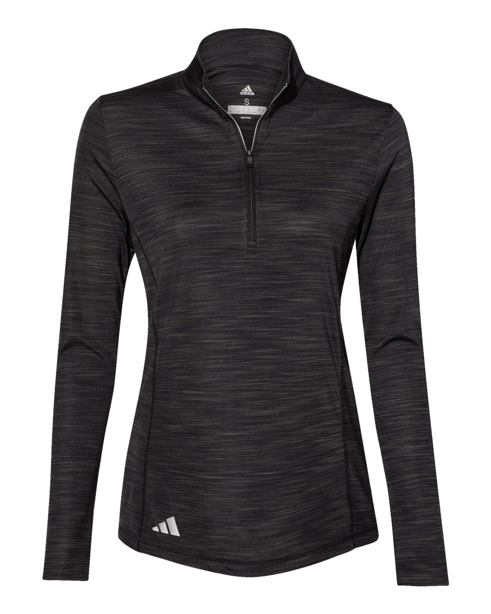 Women's Lightweight Mélange Quarter-Zip Pullover - Front - B00853503 - Black Melange