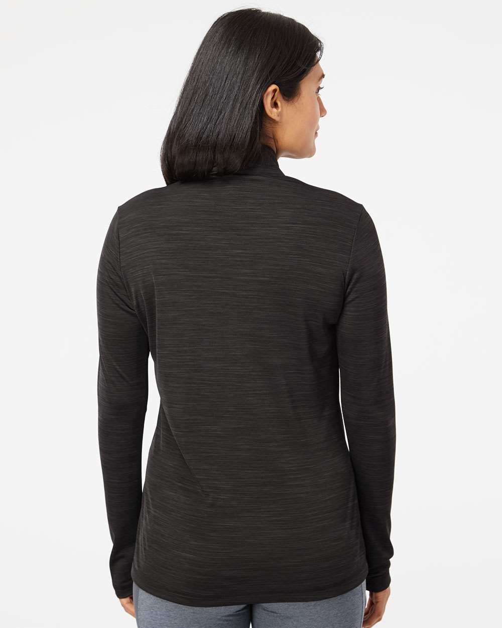Women's Lightweight Mélange Quarter-Zip Pullover - OnModelBack - B00853503 - Black Melange