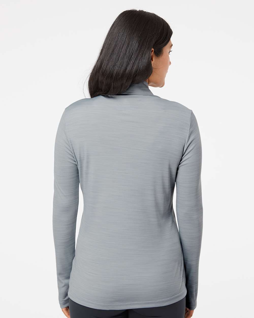 Women's Lightweight Mélange Quarter-Zip Pullover - OnModelBack - B00853583 - Mid Grey Melange