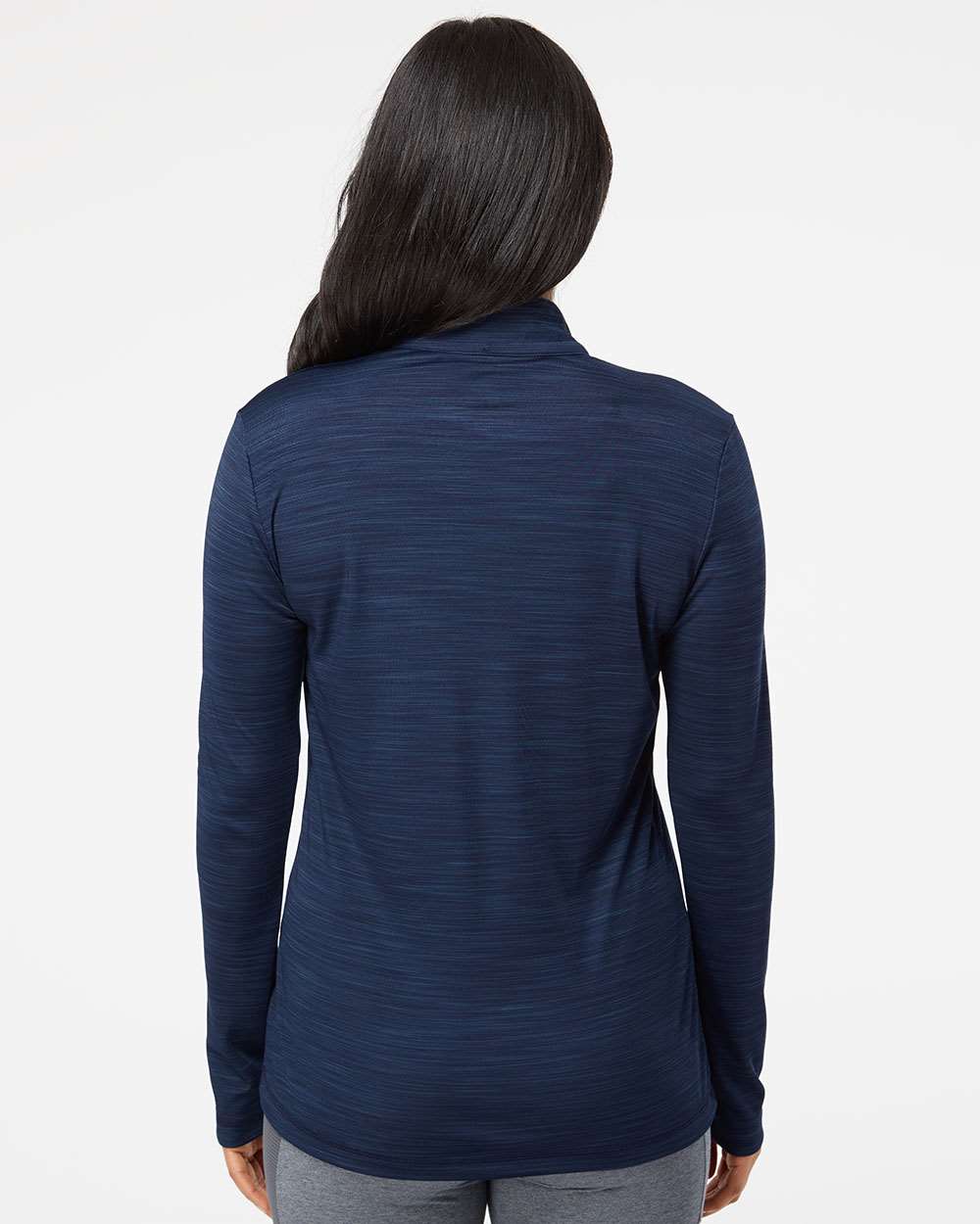 Women's Lightweight Mélange Quarter-Zip Pullover - OnModelBack - B00853656 - Collegiate Navy Melange