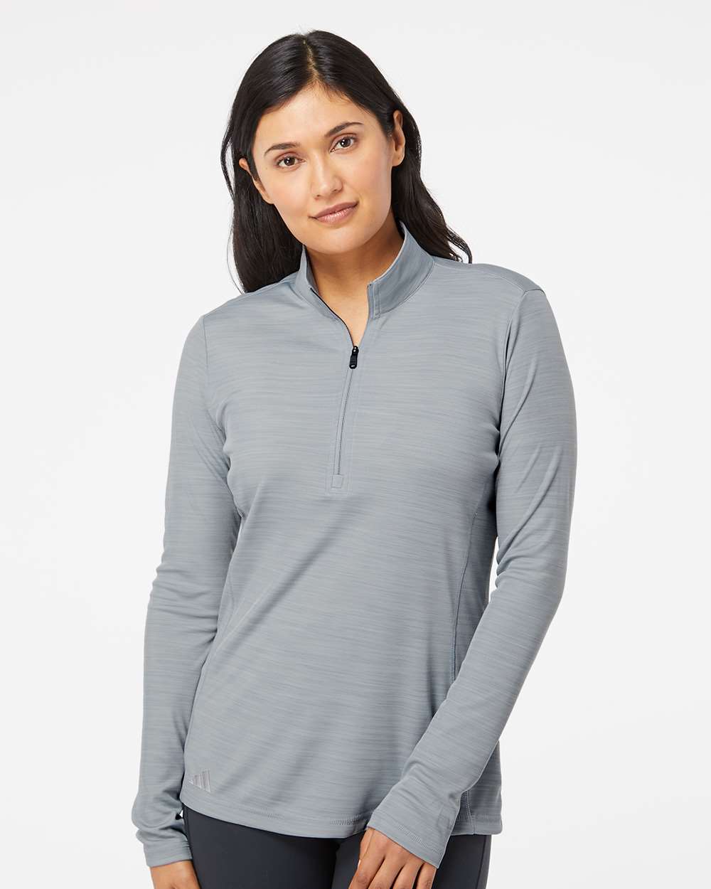 Women's Lightweight Mélange Quarter-Zip Pullover - OnModelFront - B00853583 - Mid Grey Melange