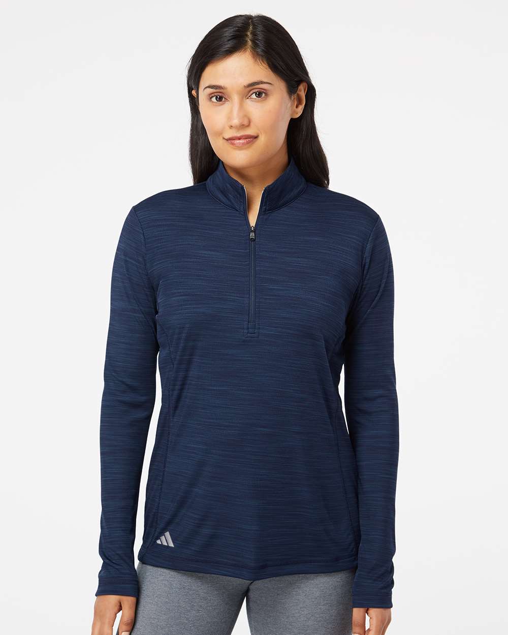 Women's Lightweight Mélange Quarter-Zip Pullover - OnModelFront - B00853656 - Collegiate Navy Melange
