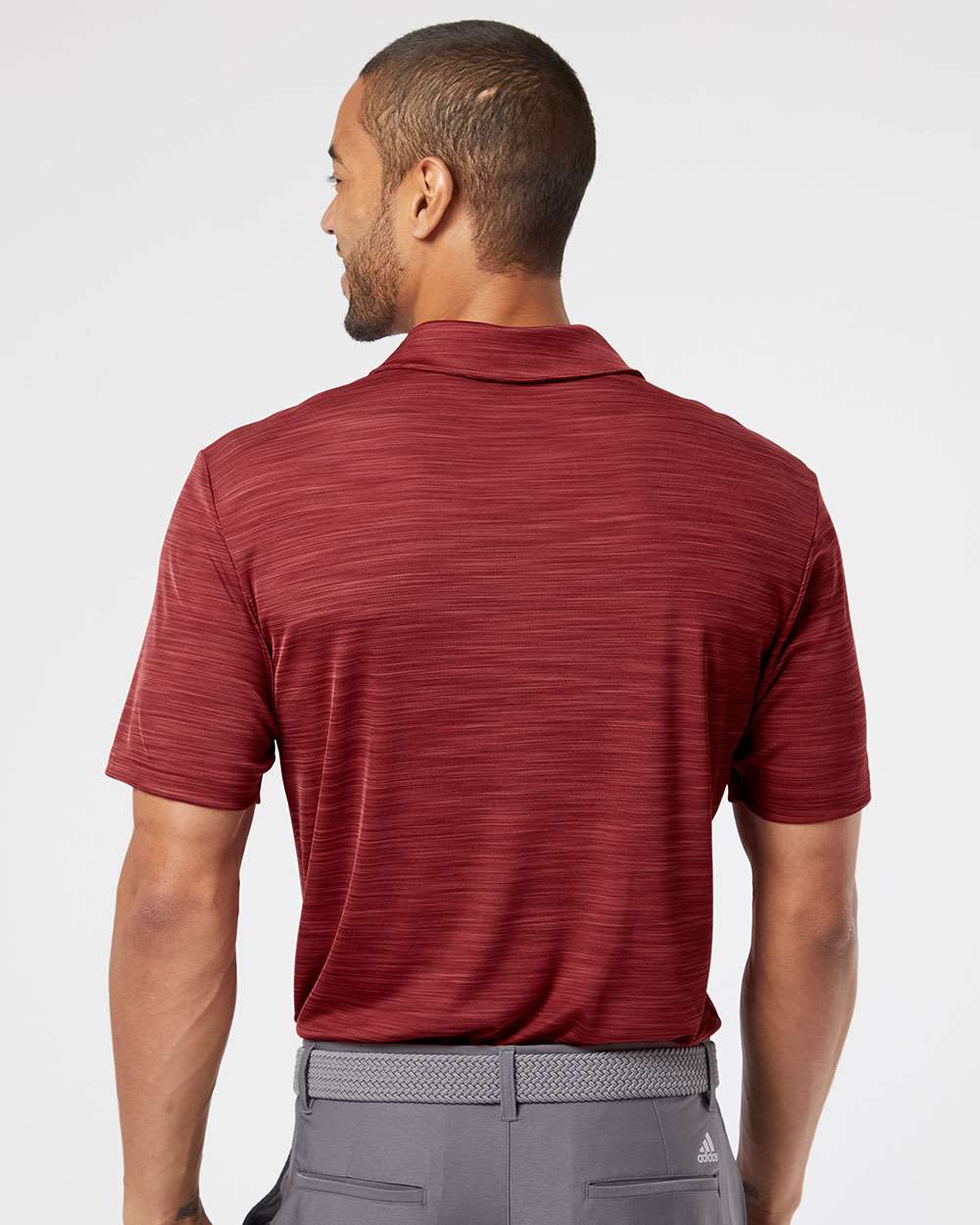 Men's Mélange Polo - OnModelBack - B00953533 - Collegiate Burgundy Melange