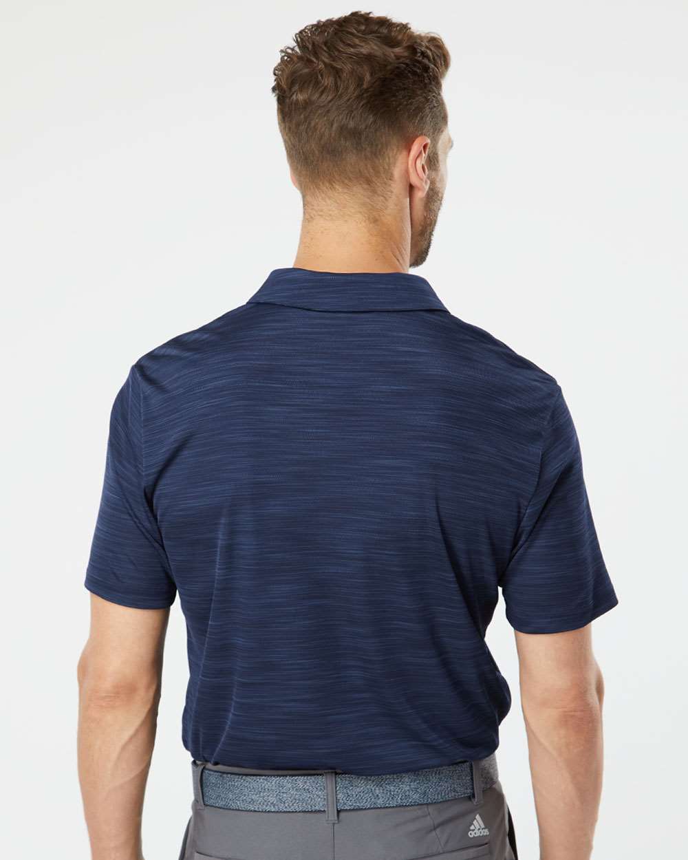 Men's Mélange Polo - OnModelBack - B00953653 - Collegiate Navy Melange