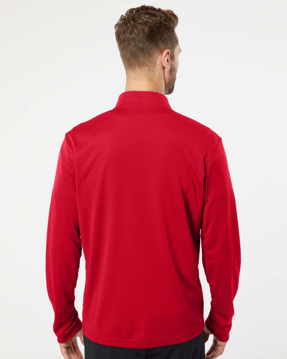 Men's Lightweight Quarter-Zip Pullover - OnModelBack - B01153702 - Power Red