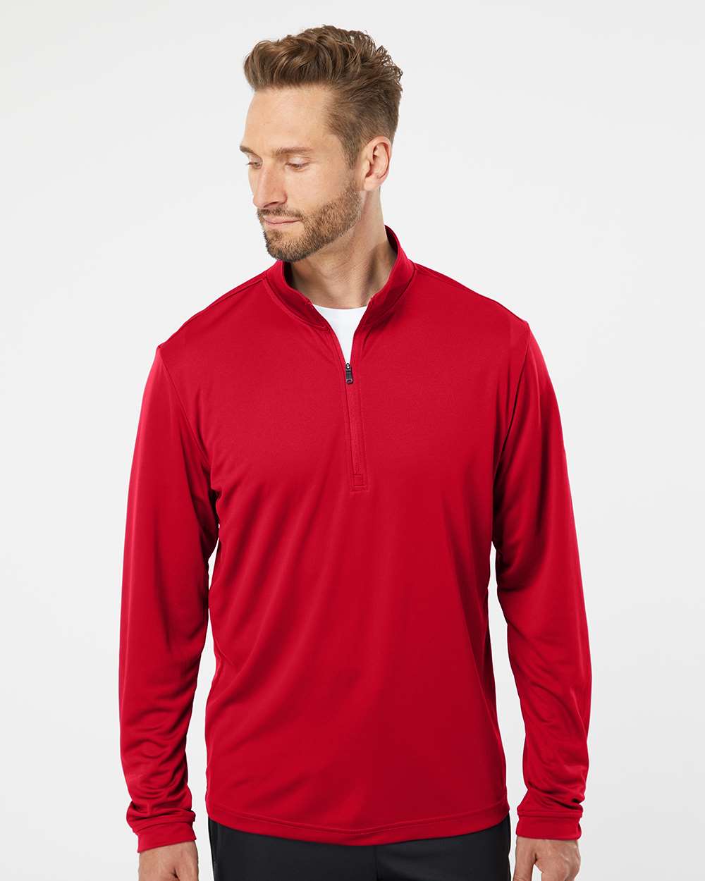 Men's Lightweight Quarter-Zip Pullover - OnModelFront - B01153702 - Power Red