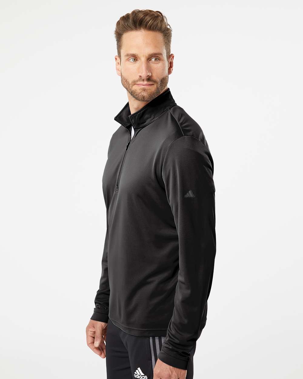 Men's Lightweight Quarter-Zip Pullover - OnModelSide - B01153502 - Black