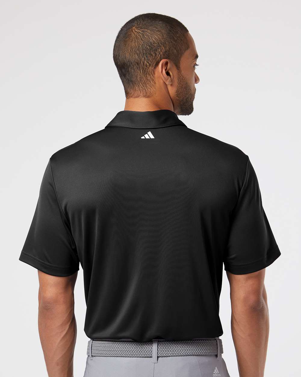 Men's Floating 3-Stripes Polo - OnModelBack - B03053503 - Black/ White